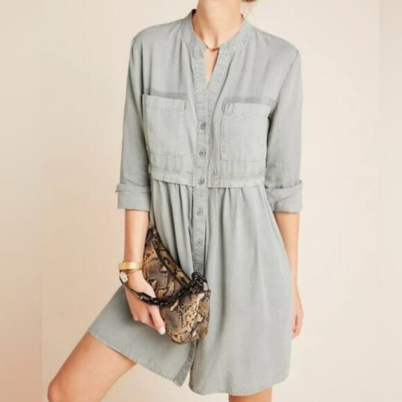 Cloth & Stone Anthropologie Chambray Lila Shirtdress Size M - Picture 1 of 9
